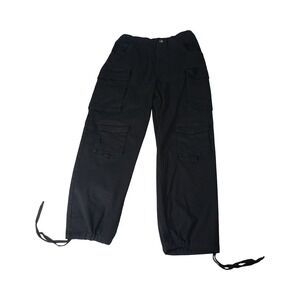 HUHOT Black Cargo Pants Womens Large Wide Leg Utility Streetwear Pockets Stretch